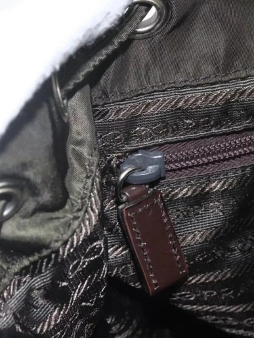 PRADA Backpack Nylon Khaki Silver Auth 164325 - Picture 13 of 16